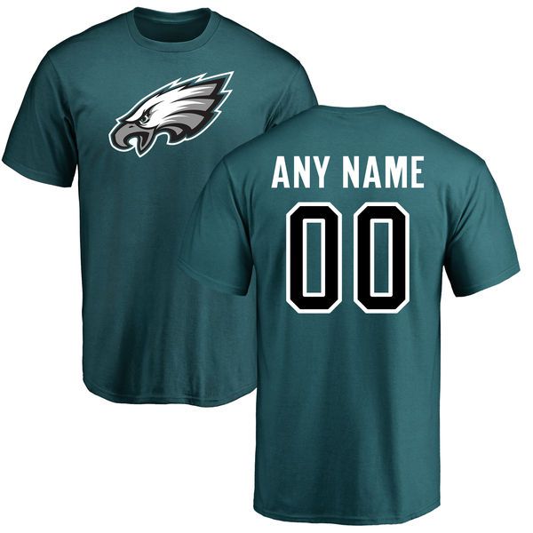 Men Philadelphia Eagles NFL Pro Line Green Any Name and Number Logo Custom T-Shirt->->Sports Accessory